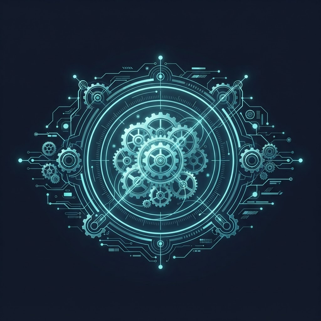 Abstract illustration of an interlocking systems engine